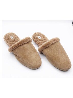 Birdies The Songbird Biscotti Slippers Size 10.5 Suede & Faux Fur Brown/Tan